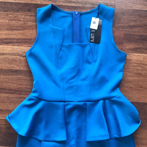 Blue Casual Peplum Dress - Picture 2 of 8